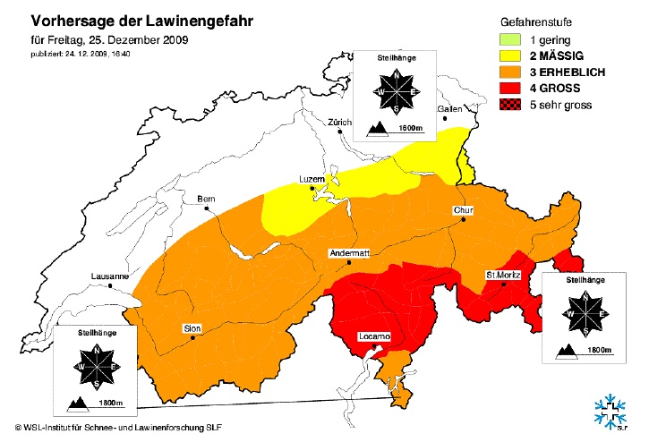 Lavinová předpověď pro Švýcarsko
